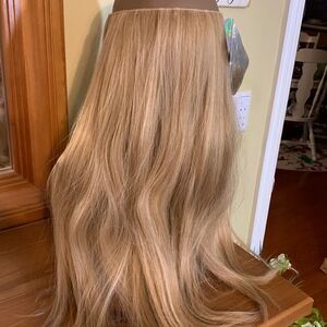 Reecho blonde hair extension w/invisible band & clips Light brown w/highlights